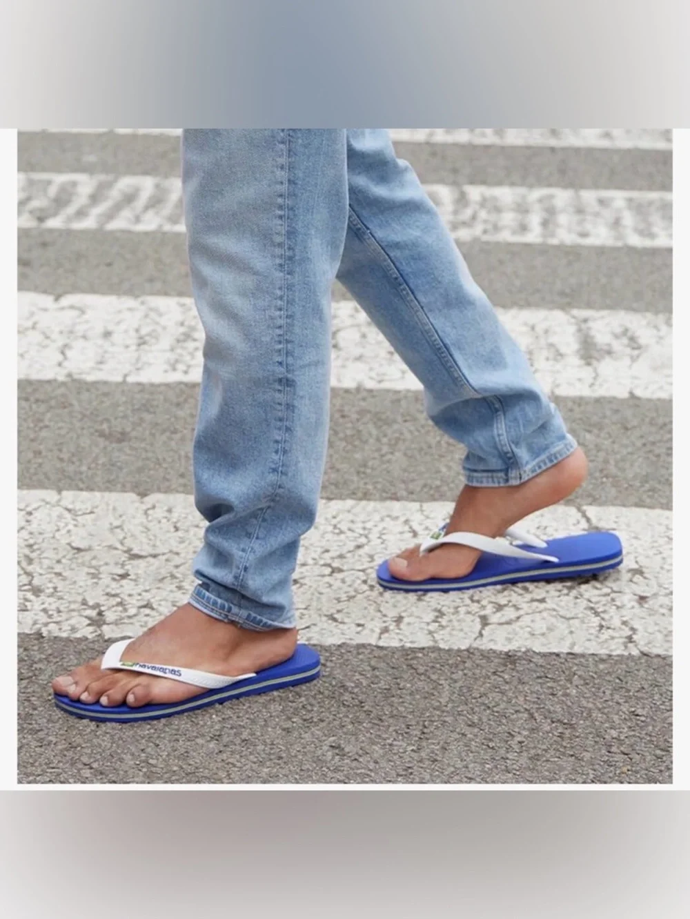 Havaianas Top Brazil Logo in Royal Blue Flip Flops with White Straps
